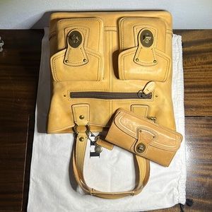 Coach ‘07 Legacy Camel Leather GiGi Tote Carryall + Full Size Camel Wallet *SET*